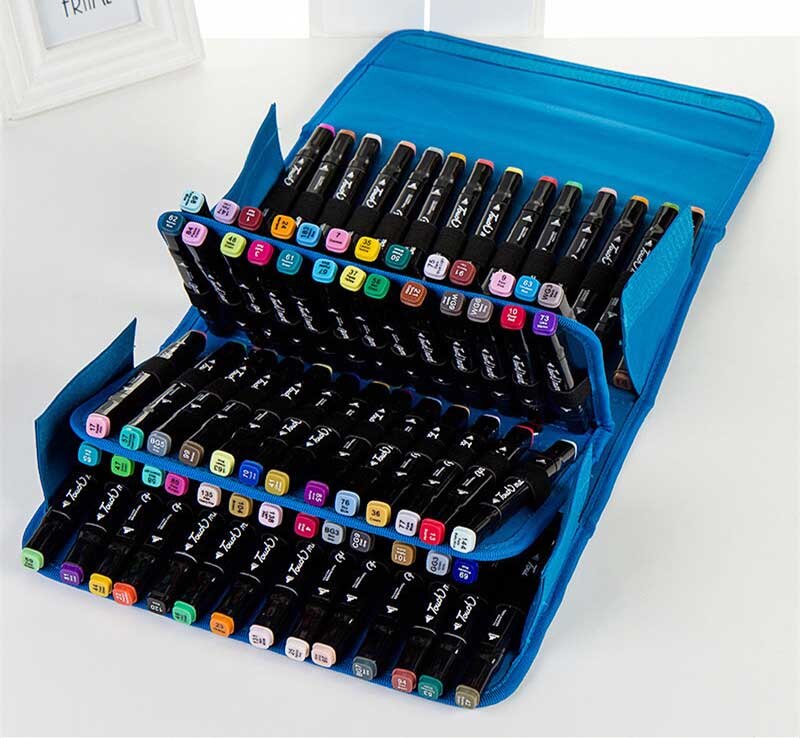 80 Holders Art Marker Carrying Case Lipstick Organizer Canvas Zippered Markers Storage for Copic Marker