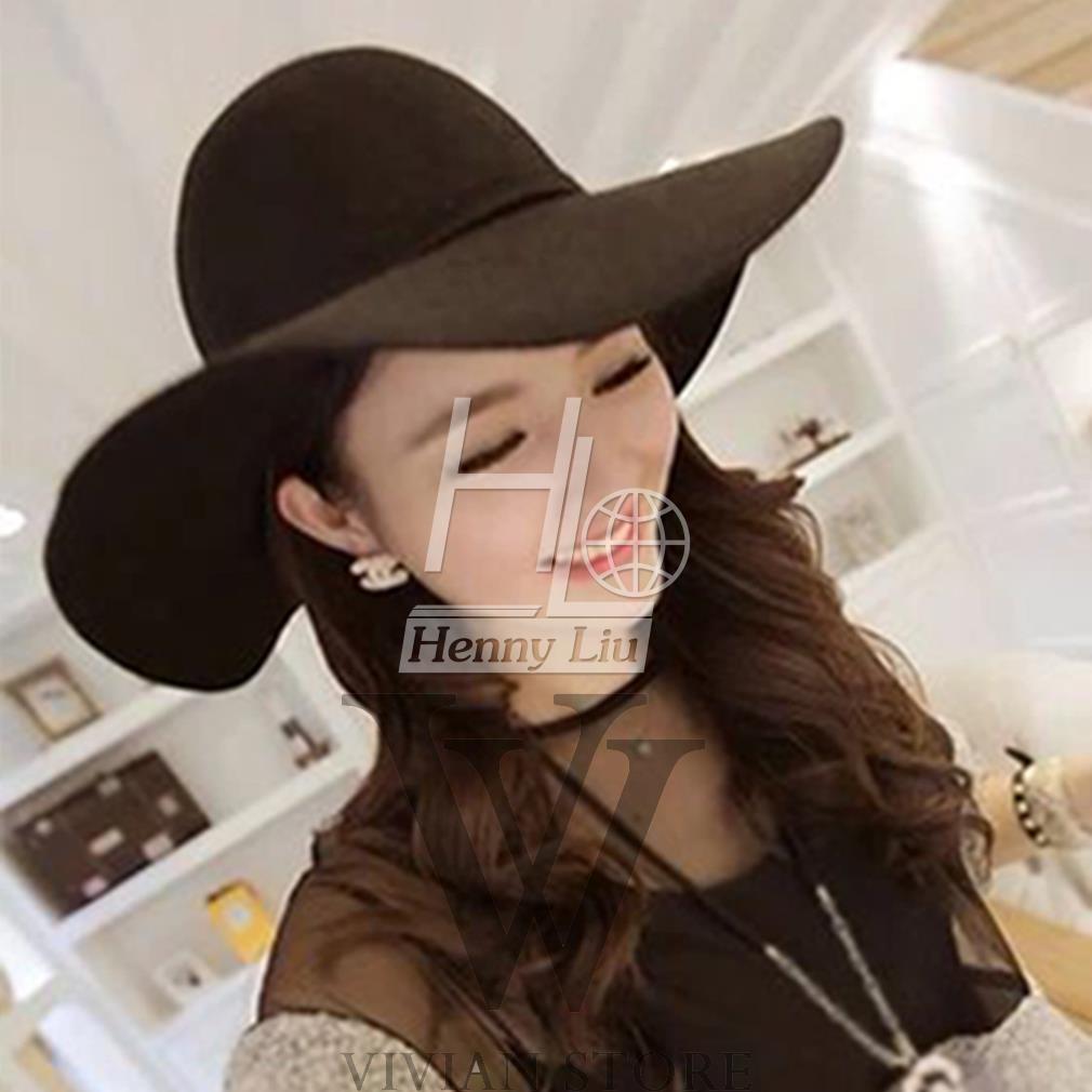 Soft Women Vintage Retro Wide Brim Wool Felt Bowler Fedora Hat Floppy Cloche Sun Hats 3 Colours For Women Cap Gorro Chapeu: Black