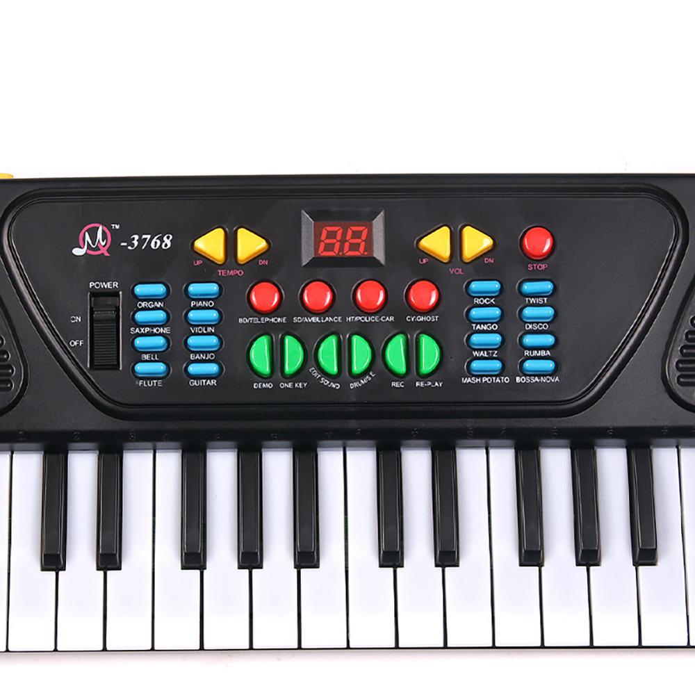 Teclado electrónico de 37 teclas, Piano LED, música, juguete portátil con micrófono, Electone educativo para niños