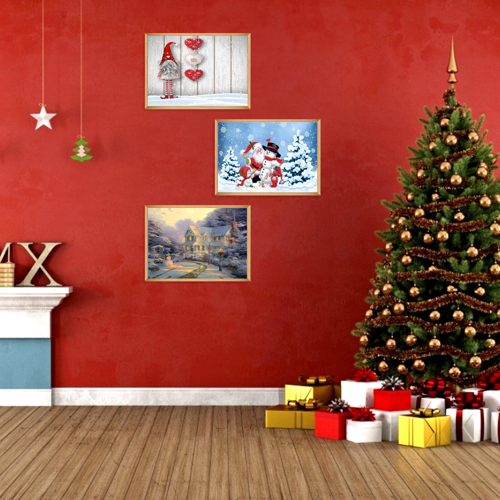 DIY 5D Christmas Diamond Painting Kit Snowman Christmas Tree Santa Pattern Round Full Drill Diamond Painting Embroidery