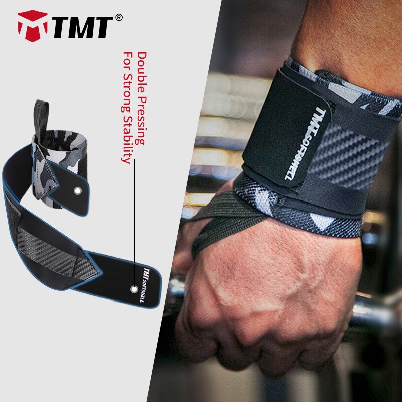 TMT-muñequeras deportivas para entrenamiento, mancuernas, equipo de gimnasio, pesas, envolturas de soporte para muñeca, protector para Crossfit, túnel carpiano