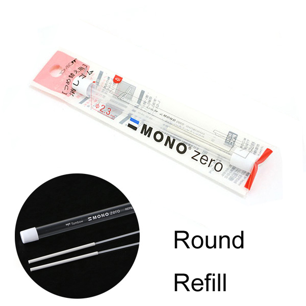 TOMBOW MONO Zero Eraser Mechanical Eraser Meticulous Highlighting Refillable Pen Shape Rubber Press Type School Stationery: round refill