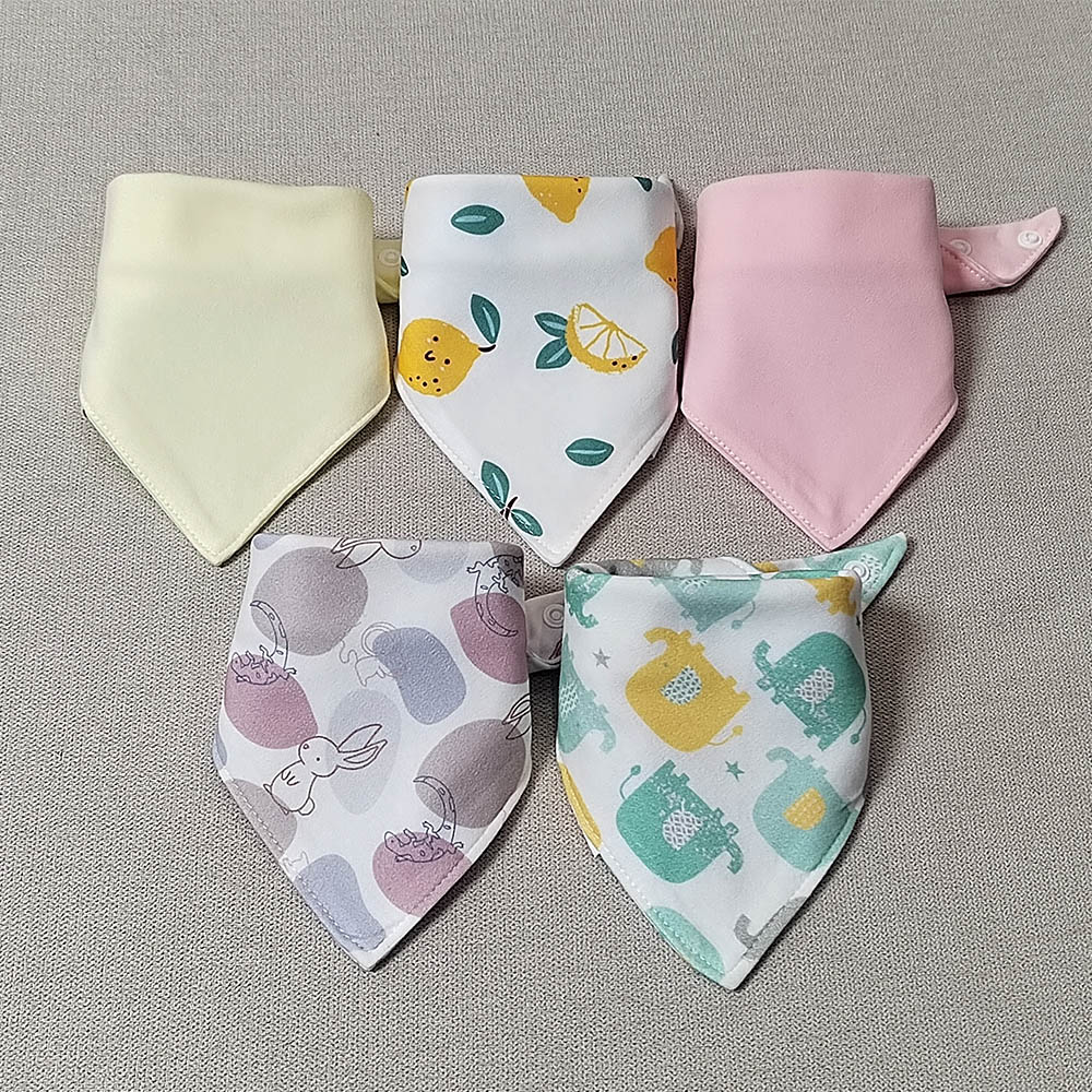 5 teile/los Baby Lätzchen Dreieck Doppel Baumwolle Lätzchen Cartoon Print Speichel Handtuch Baby Jungen Mädchen Fütterung Schürze Baumwolle Bandana Lätzchen: Rosa
