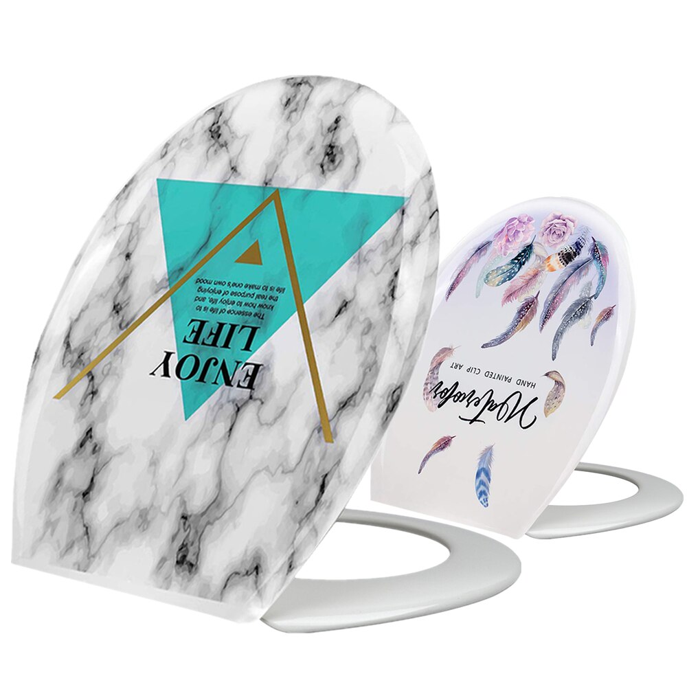 Marmor rose fjær toalett dekke åpen front plast bidet toalett sete dekorasjon tilbehør til bad wc setetrekk