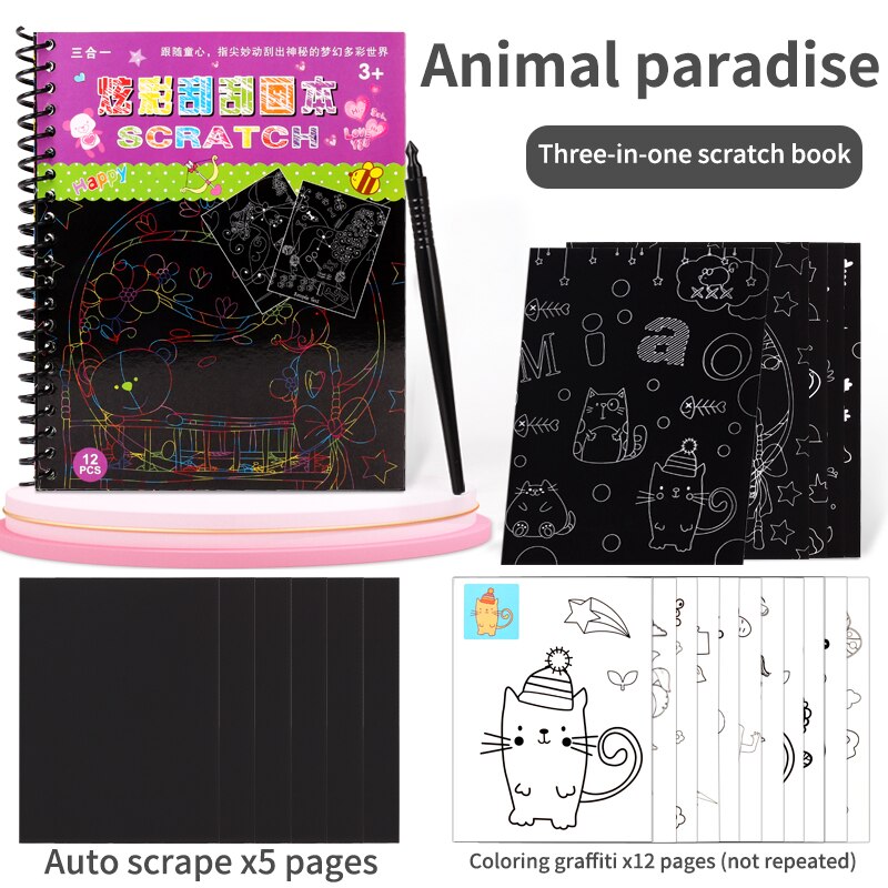 Una varietà di stili Magic Rainbow Art Paper Card set up graffiti template disegno stick fai da te arte pittura giocattoli palestra per bambini: Animals