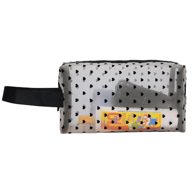 coofit 1pc Mesh Makeup Bag With Hand Strap Large Capacity Mesh Cosmetic Pouch Cosmetic Organizer Bag For Outdoor Travel
