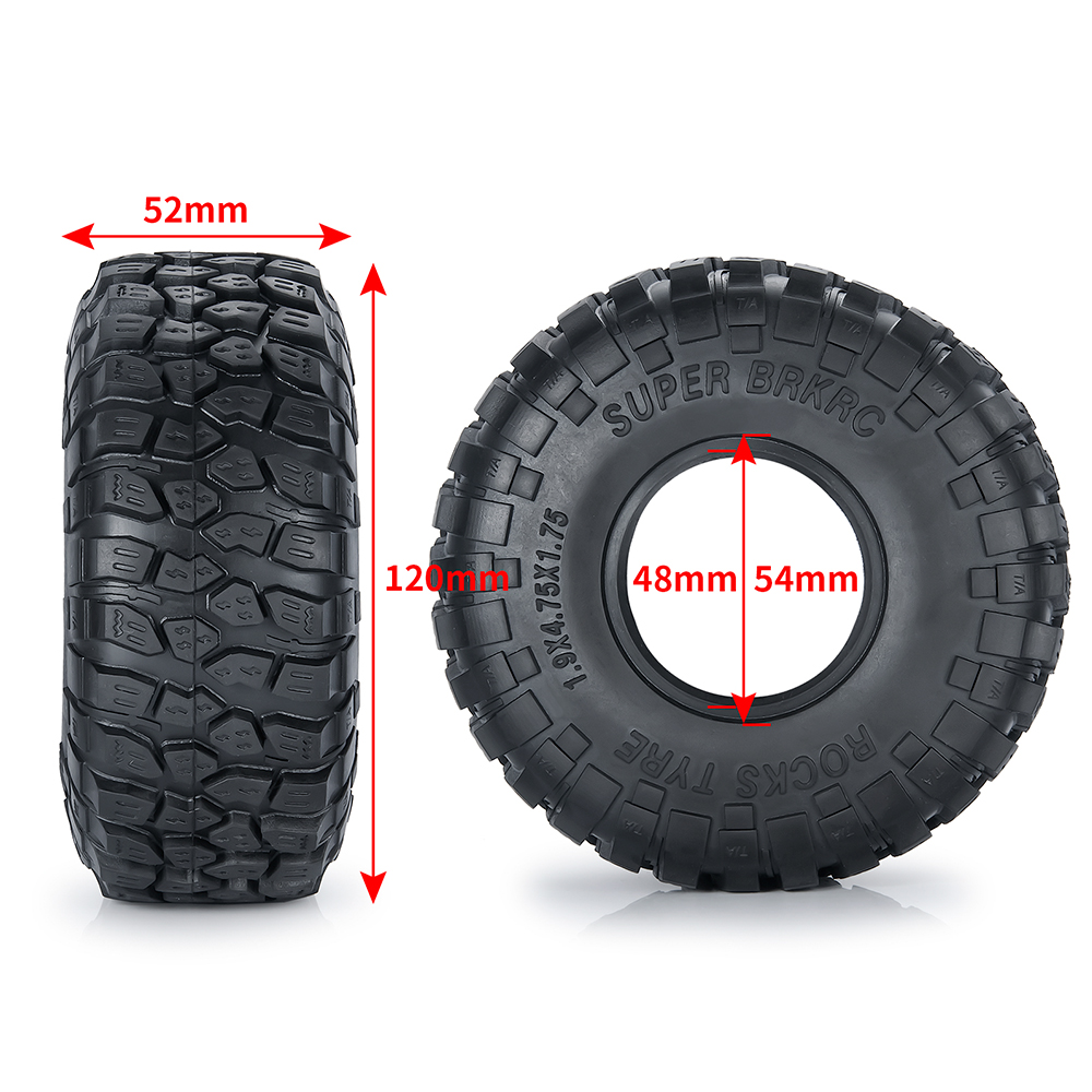 Pneus en caoutchouc RC 1,9 pouces 100 mm avec jante en plastique pour pièces RC Rock Crawler 1/10 SCX10 D90 D110 CC01