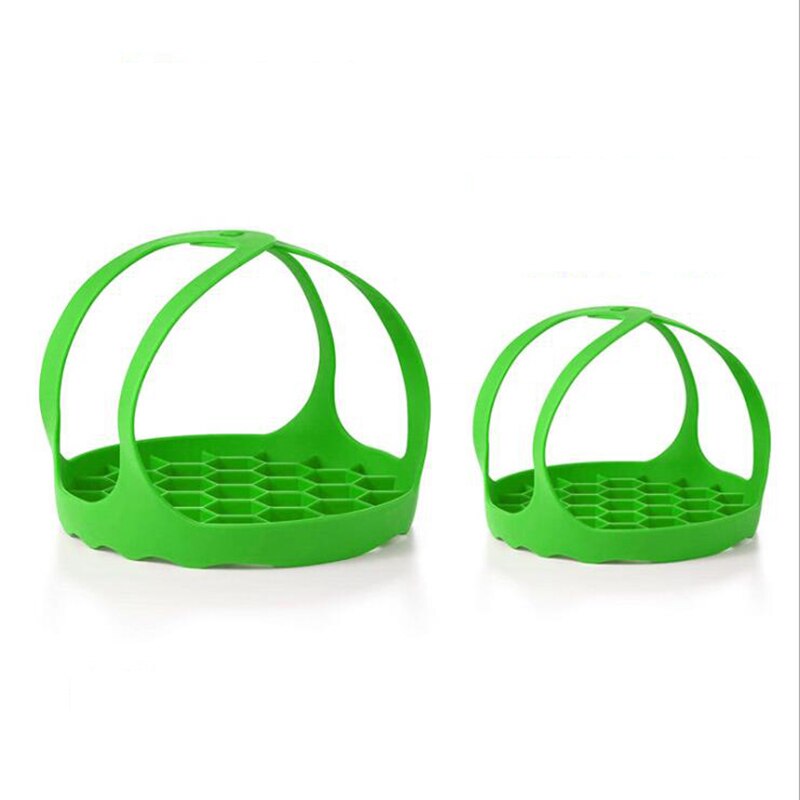 Pressure Cooker Sling Silicone Bakeware Lifter Cookers Anti-slip Drain Pad Heat Insulated Mat Egg Rack Kitchen Accessories: Green 6.5inch