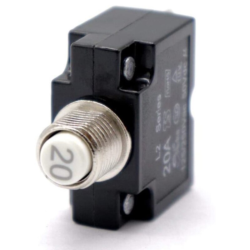 2Pcs 20A/10A Push Button Manual Reset Thermal Circuit Breaker Overload Switch