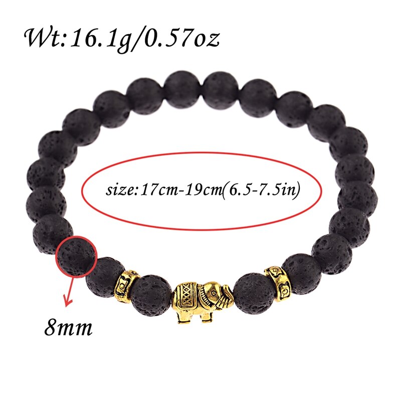 Amader Classic Women's Natural Stone Charm Bracelet Meditation Gold Elephant Beads Bracelets Men Jewelry AB276