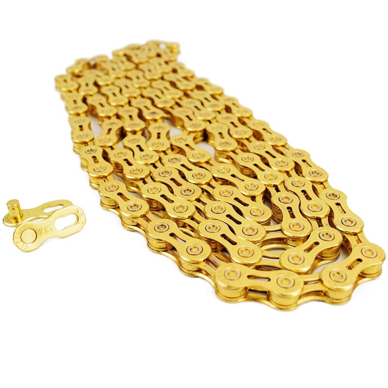 Vg Sports Ultralight 10 Speed Bicycle Chain Bike Chain Hollow 116L Mountain Mtb Road Bike Chains--10S Half Hollow Gold