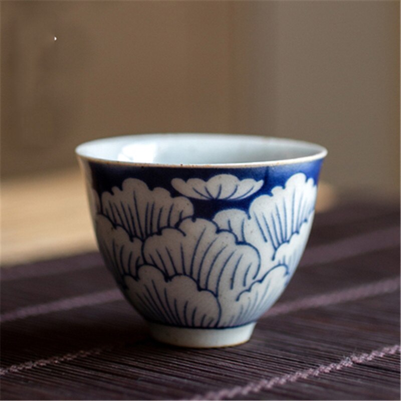 Retro Blue and White Teacup Large Master Tea Cup Tea Set Single Personal Household Small Bubble Tea Cup: A1