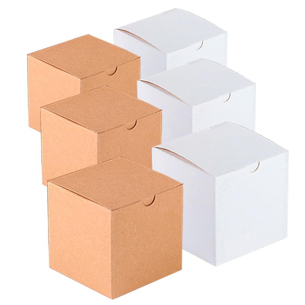 20pcs/set Square Kraft Paper Packaging Box Empty Box Paper Carton Cardboard Box Boxes Wedding Candy Party C5e5