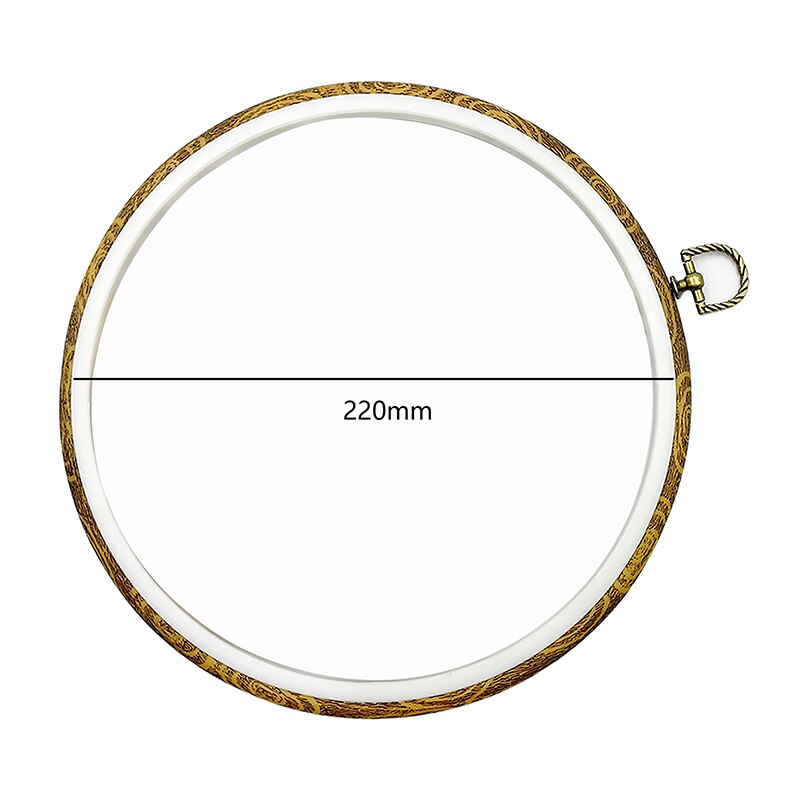Broderibågen imiterad trä rund ram plast broderiband broderi tillbehör cirkel för konst hantverk sömnad: 220mm