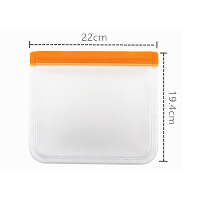 Bolsa de silicona para almacenamiento de alimentos, bolsa PEVA autosellable a prueba de fugas, reutilizable, para congelador, cocina, pan, Bacon, almuerzo para niños, 1 unidad: 4 orange