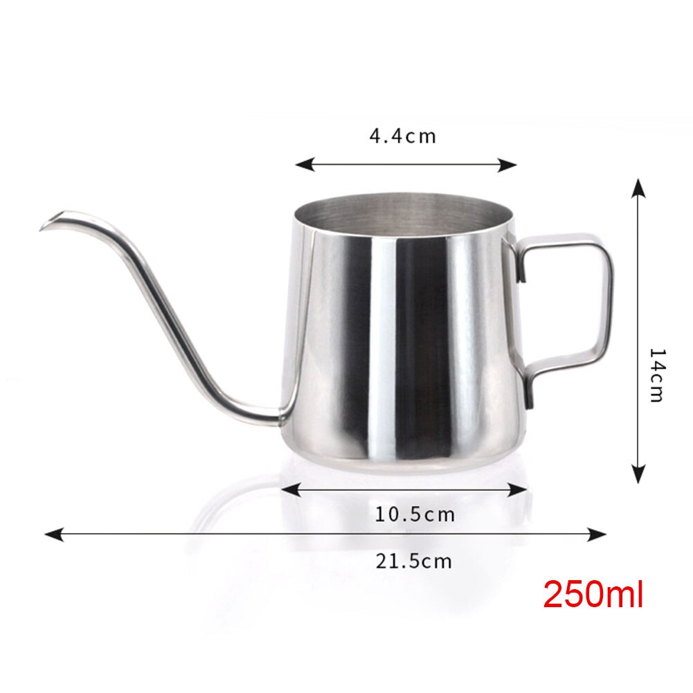 250ml zwanenhalsuitloop koffieketel theepot schenkt over dikke 304 roestvrijstalen coating lange mond drinkgerei roest niet