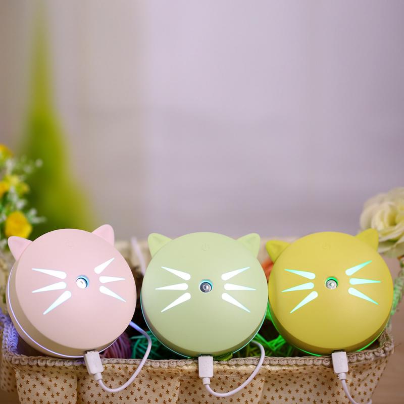 Cat Humidifier USB Mini Humidifier With Colorful Night Light Aromatherapy
