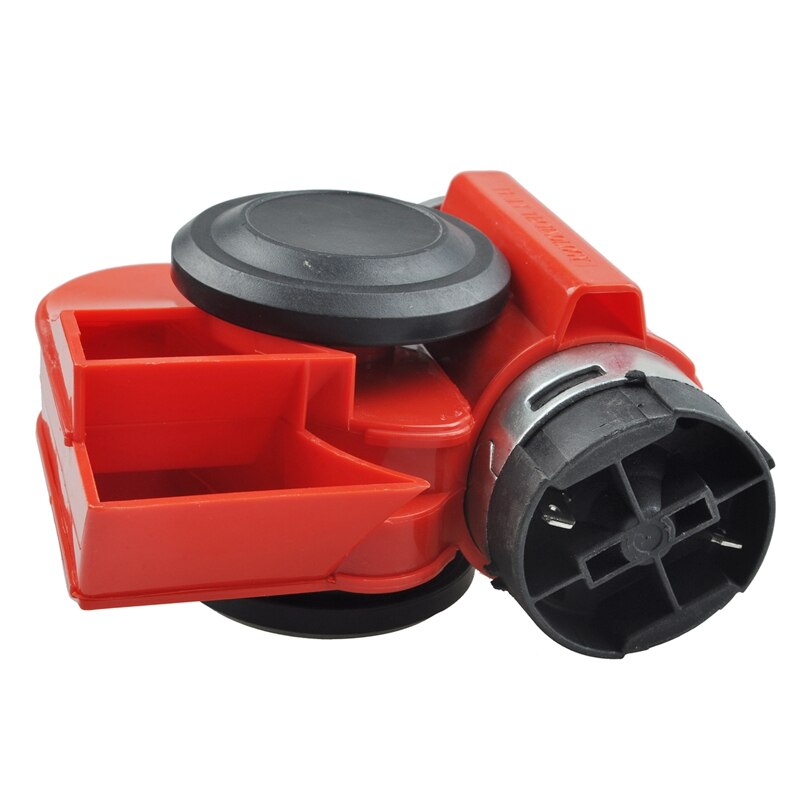 Twin Dual Tone Compact Air Loud Horn 12V 110-125db Compressor Red Truck Car Bus Van