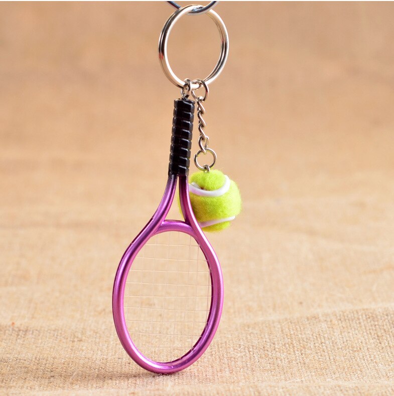 20PCS Tennis bag Pendant plastic mini tennis racquet key ring small Ornaments sport keychain fans souvenirs key chain