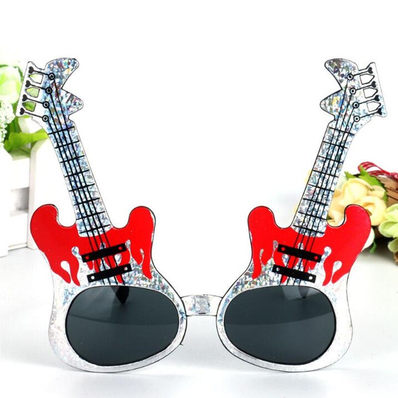 Rock Gitaar Bril Grappige Zonnebril Kids Volwassenen Bar KTV Eyewear Verjaardag Dance Party Gunsten: Rood