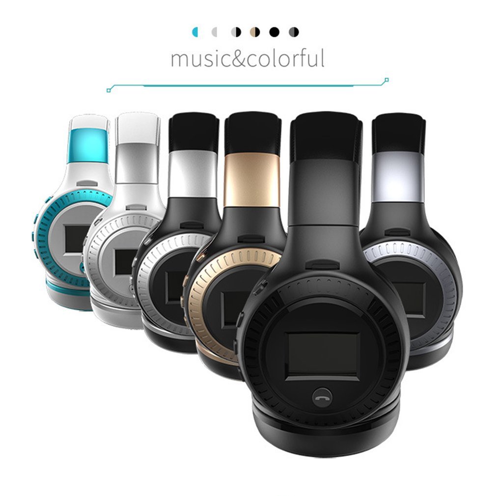 Bluetooth Headphones LCD Display Wireless Stereo Headsets Headphone With Mic Micro-SD Card Slot FM Radio For Phone
