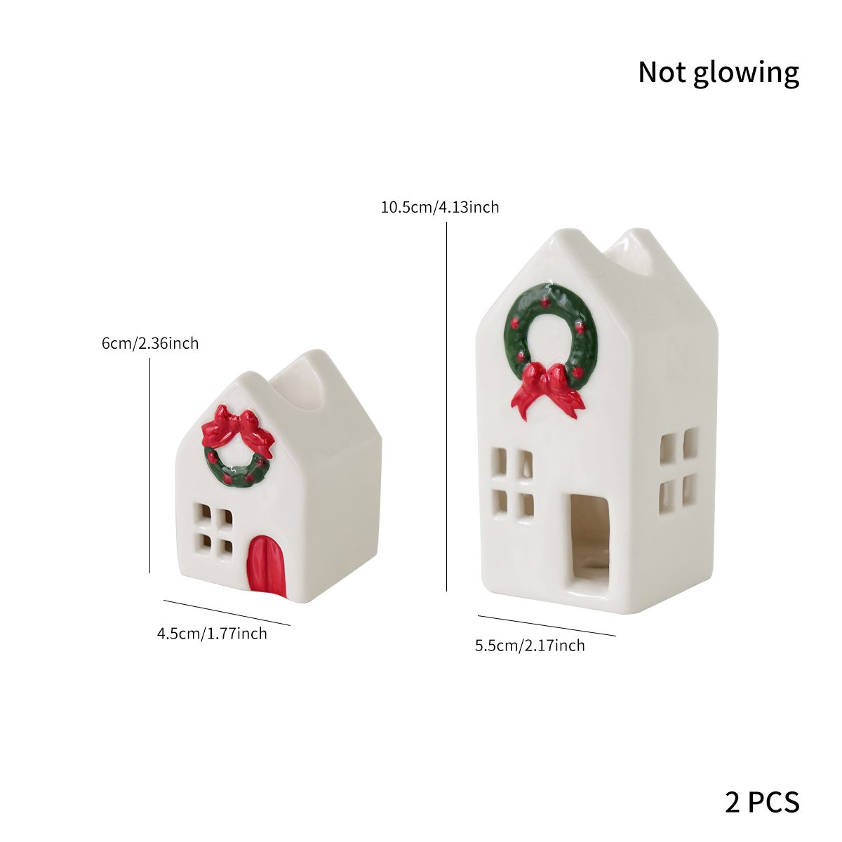 Christmas Decorations Exquisite Ceramic Glowing Little House Set Tabletop Ornaments Create Party Decorations: light yellow