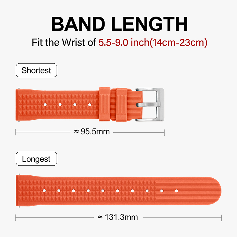Watchdives Cinturino per orologio FKM Waffle di qualità premium 20mm 22mm Cinturino per orologio in gomma fluorurata a sgancio rapido per orologio subacqueo tradizionale