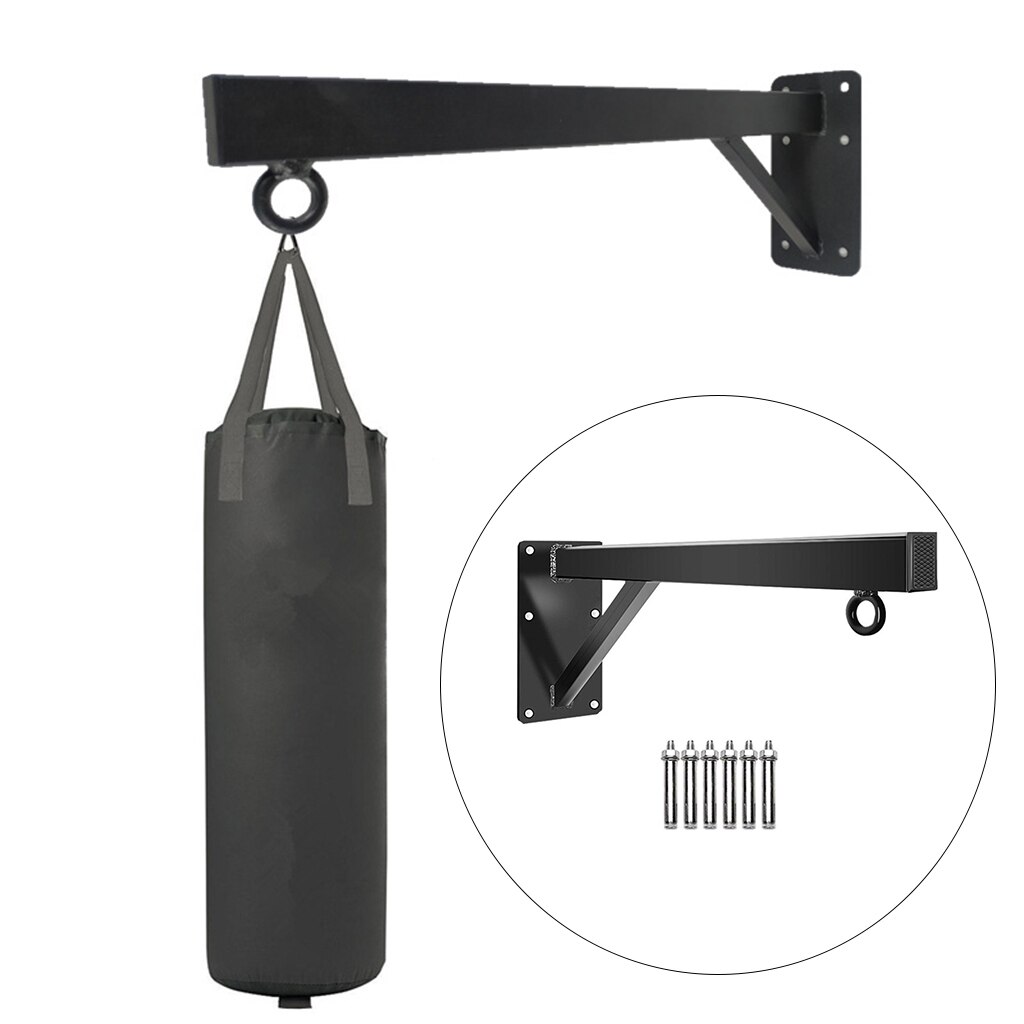 Heavy Duty Punch Boxing Bag Wall Mount Bracket Hanging Stand Hanger Black