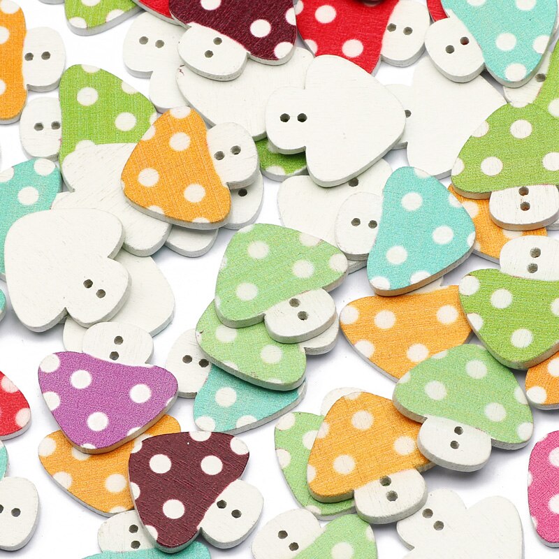 Botones de madera con forma de seta para manualidades, accesorios de ropa para niños, manualidades, álbum de recortes, costura, decoración, 50 Uds.