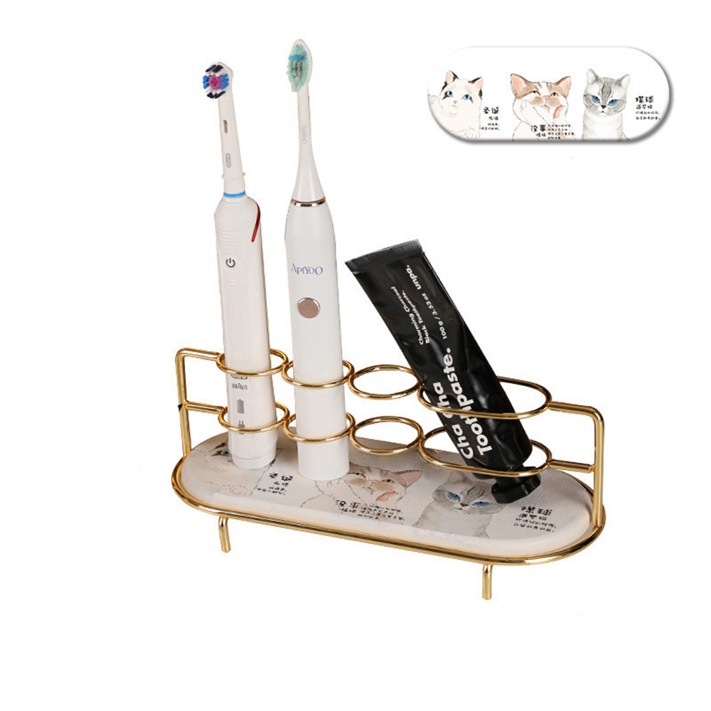 Diatomite Electric Toothbrush Holder Quick-drying Absorbent Pad Toothbrush Toothpaste Organizer Gold Toiletries Storage Shelf: 06