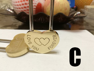 Mini messing hængelås kærlighedslås ønske lås graveret dobbelt hjerte valentines jubilæumsdag elskere bryllup kærligheds lås