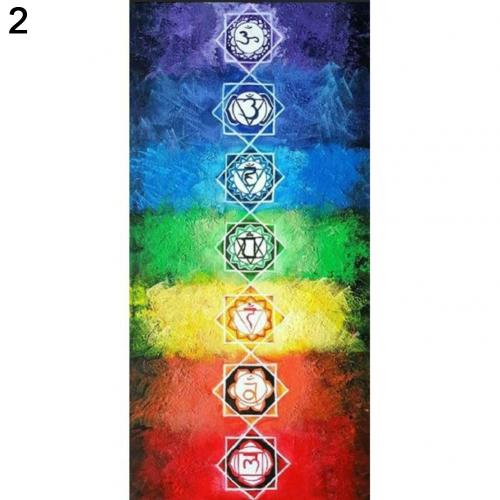 Rektangel regnbue 7 chakra mandala bohemia tæppe gobelin sommer badehåndklæde yogamåtte 150cm x 75cm sjal: 2
