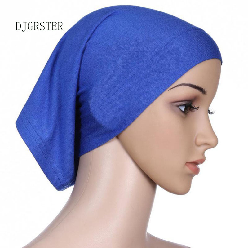 Djgrster stretchbar hijab undersjal keps sjal muslim islim halsduk inre pannband hijab polyester fiber 15 färger