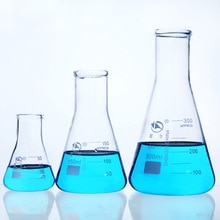 1pc 50ml to 2000ml glas erlenmeyer kolbe, trekant / konisk kolbe flaske med stor mund til laboratorieeksperimenter