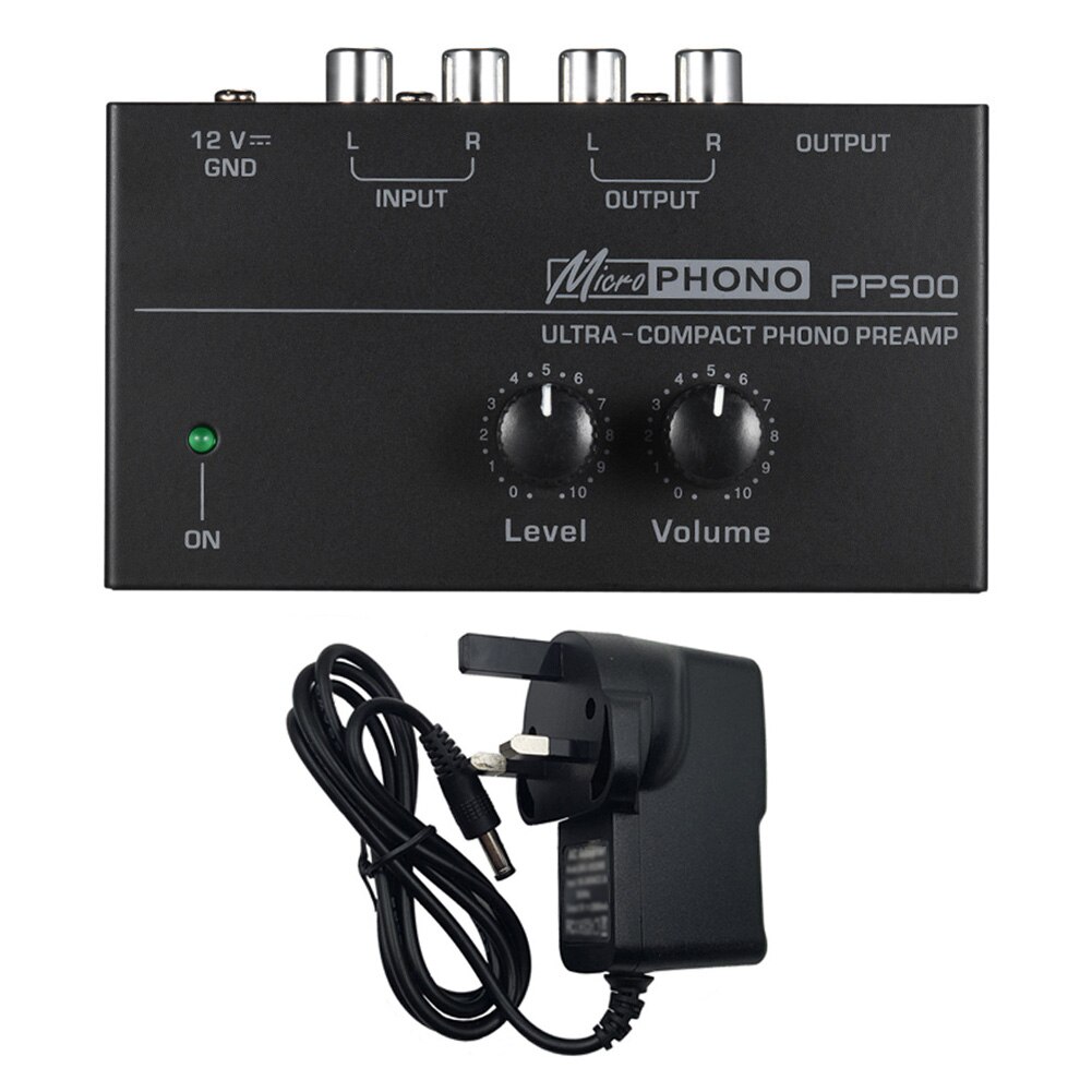 PP500 Phono Voorversterker Voorversterker Met Niveau Volumeregeling Rca Input Output 1/4 "Trs Output Interfaces Voor Lp Vinyl Draaitafel: UK PLUG