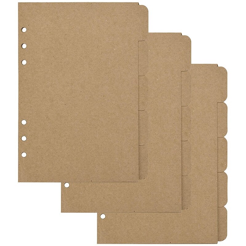 3 Sets Kraftpapier Divider Index Pagina Tab Kaarten Voor 6-Gaten Ring Bindmiddelen Notebooks Travel Diary Journal Planner (A5): Default Title