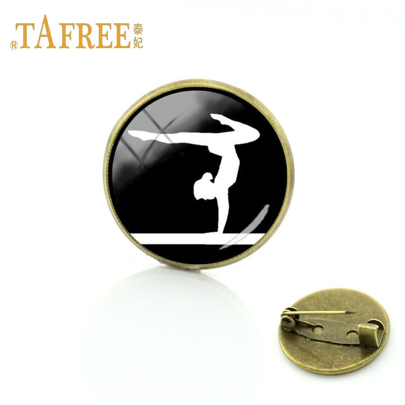 TAFREE Gymnastiek beweegt Glas cabochon dome art foto Broche sport liefhebbers gedenkteken broche kleding accessoires sieraden GY172: GY166