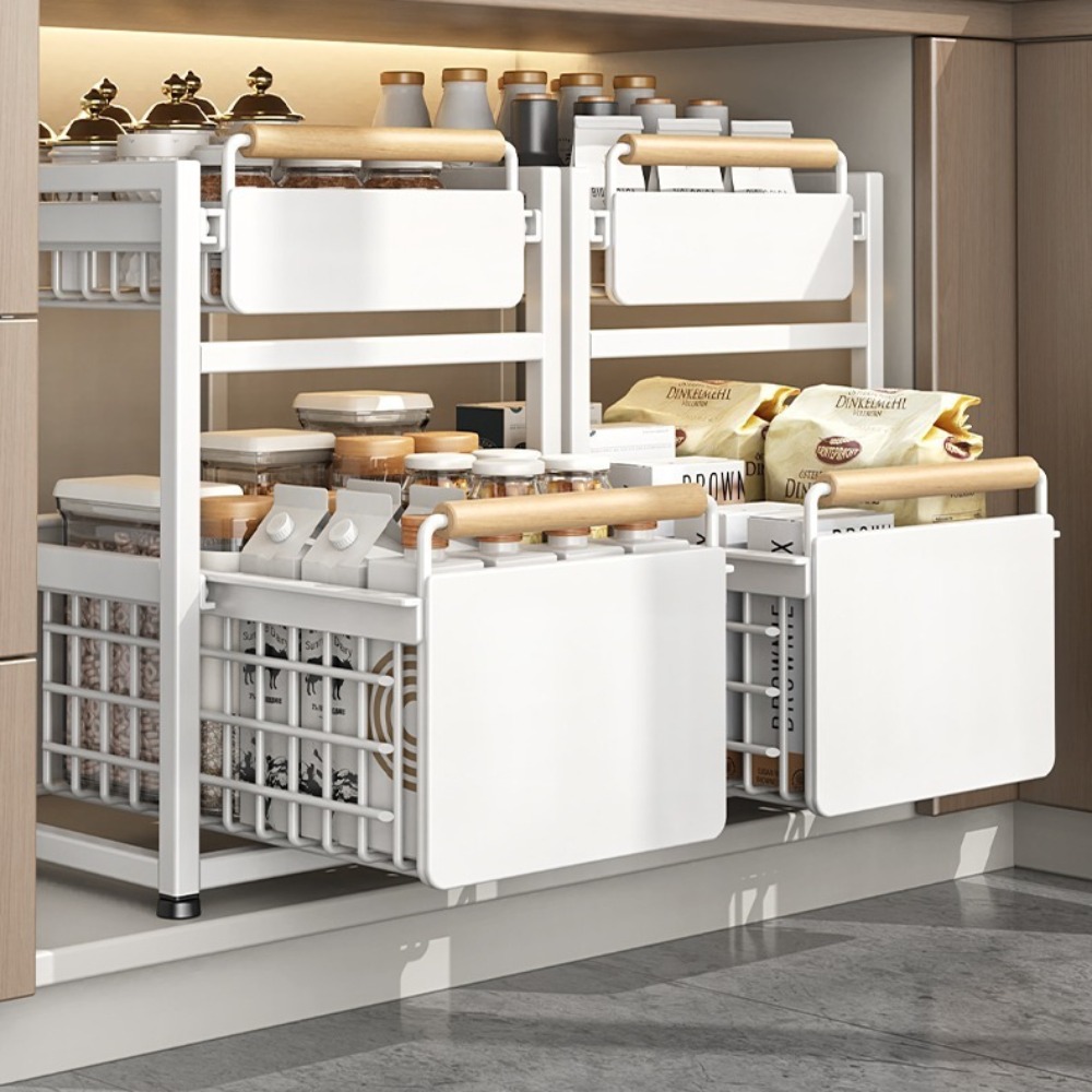 Keuken Opbergrek Schuifkast Organizer Uittrekbare Onder Gootsteen Rek Onder Gootsteen Organizer 2-Tier Badkamer Aanrecht Plank