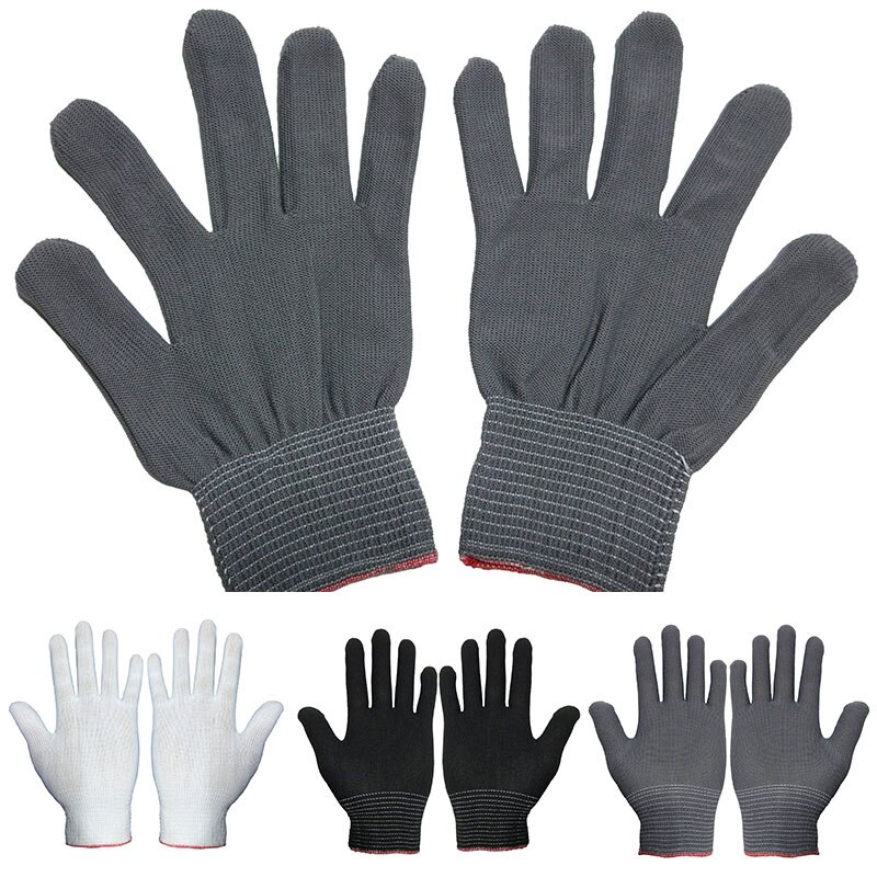 1 par antistatiske arbeidshansker dame menn nylon guantes pustende anti-skli tynne hansker strikke arbeidsbeskyttelse hagehansker