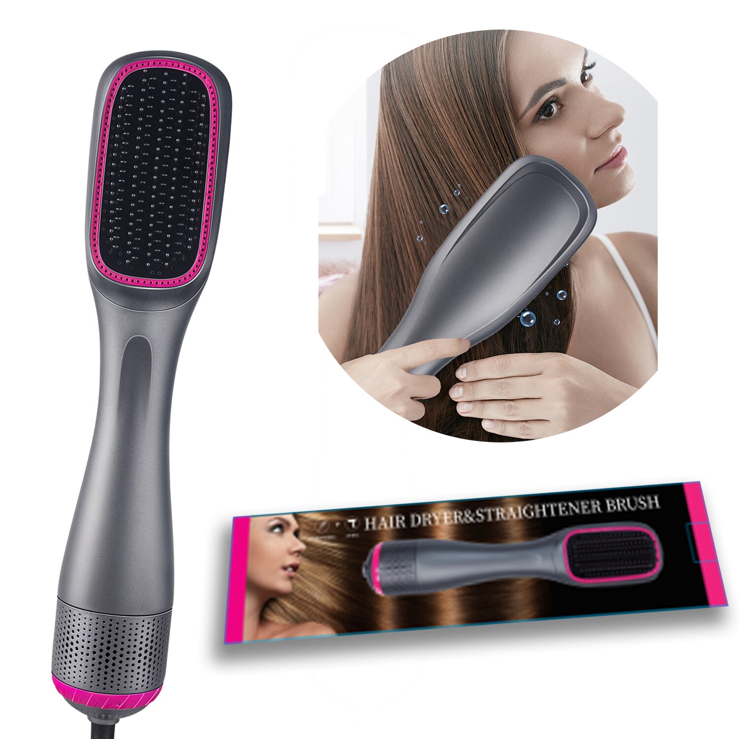 Hair Dryer Blow Dryer Brush 3 In 1 One Step Hairdryer Blow Drier Hair Straightener Brush Air Styling Comb: UK Plug
