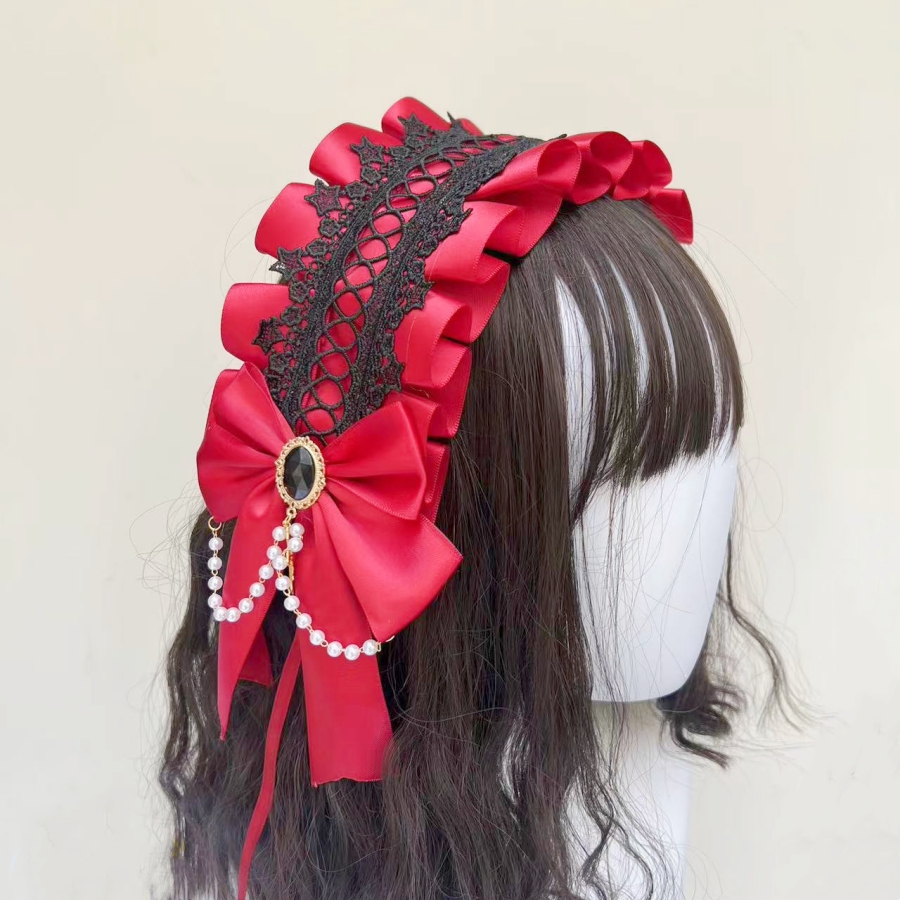 Tocado gótico de Lolita para sirvienta, accesorios para el cabello versátiles hechos a mano de encaje, diademas bonitas para Cosplay, horquilla dulce