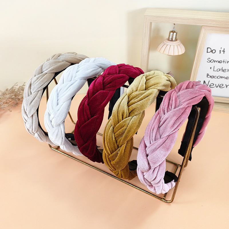 Nova moda feminina bandana larga lateral hairband cruz nó trança adulto turbante macio flanela acessórios de cabelo