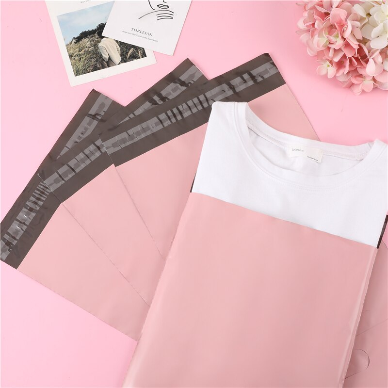 50Pcs/Lot Pink Poly Mailer Bag Courier Bag Clothing Packaging Bags Eco-Friendly Express Postal Pouch Bag Custom