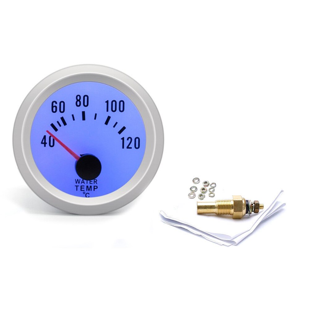 Auto Water Temp Gauge 2 ''52Mm 40-120 Graden C Water Temp Gauge Blauwe Led Met Sensor zwart Of Wit Shell