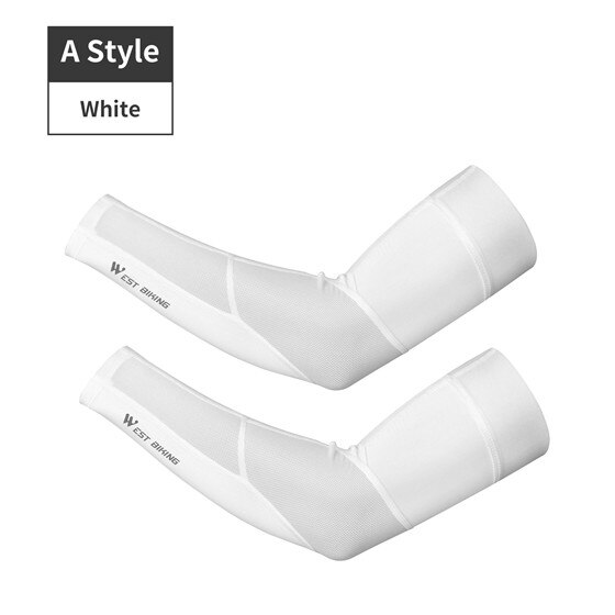 WEST BIKING Cycling Arm Sleeves Sunscreen Anti-UV Fishing Running Basketball Arm Warmer Outdoor Sport Fitness Compression Sleeve: A style White / XXL