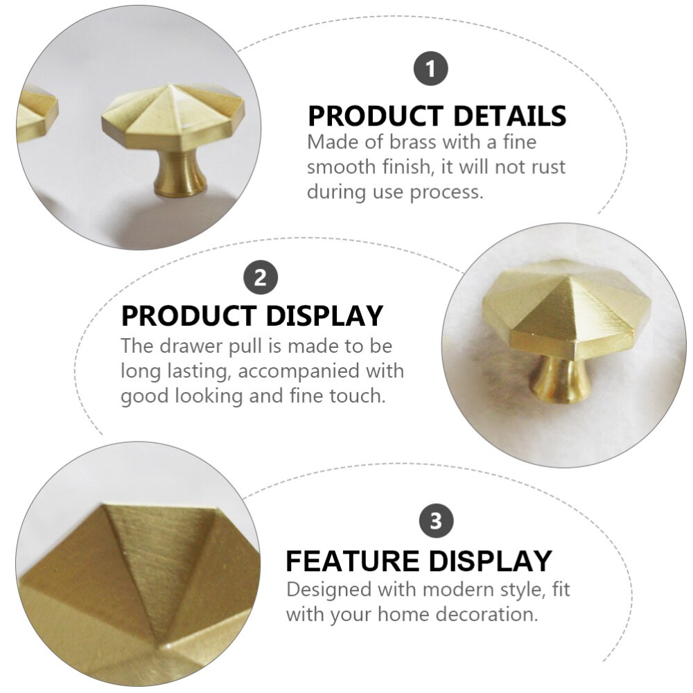 4 Stks/set Messing Garderobe Grip Kast Deurklink Achthoekige Lade Knop