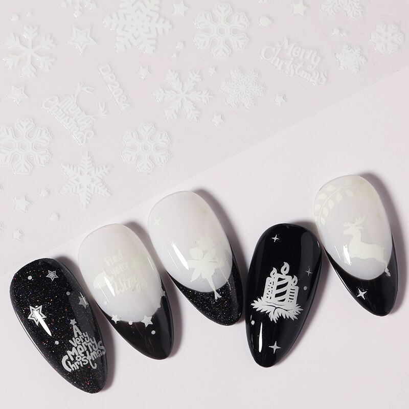 1Pc 3D noël curseur ongle autocollant décalcomanies ange flocon de neige lumineux ongle adhésif feuilles autocollants pour beauté décor