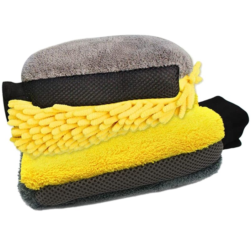 2 stk bilvask handske mikrofiber anti-ridse dobbeltsidet rengøringshandsker sæt bløde alsidige rengøringsklude