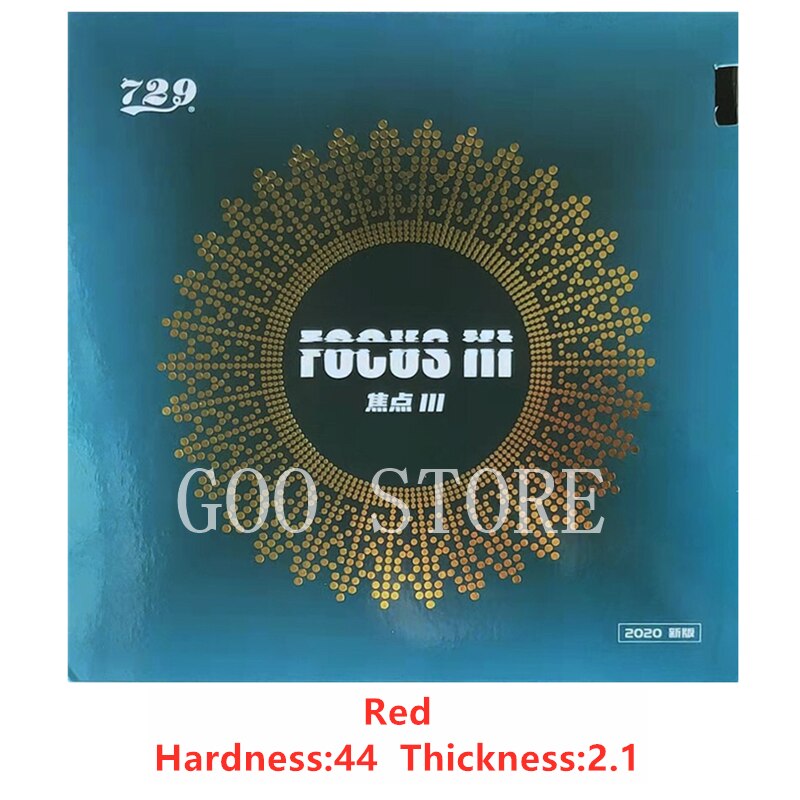 Friendship 729 FOCUS III Focus 3 Snipe Table Tennis Rubber Pips-In Original 729 FOCUS Ping Pong Sponge: Red H44 T2.1