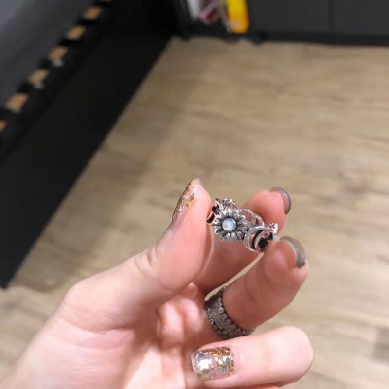 100% 925 sterling silver turquoise flower ring European beauty charm jewelry